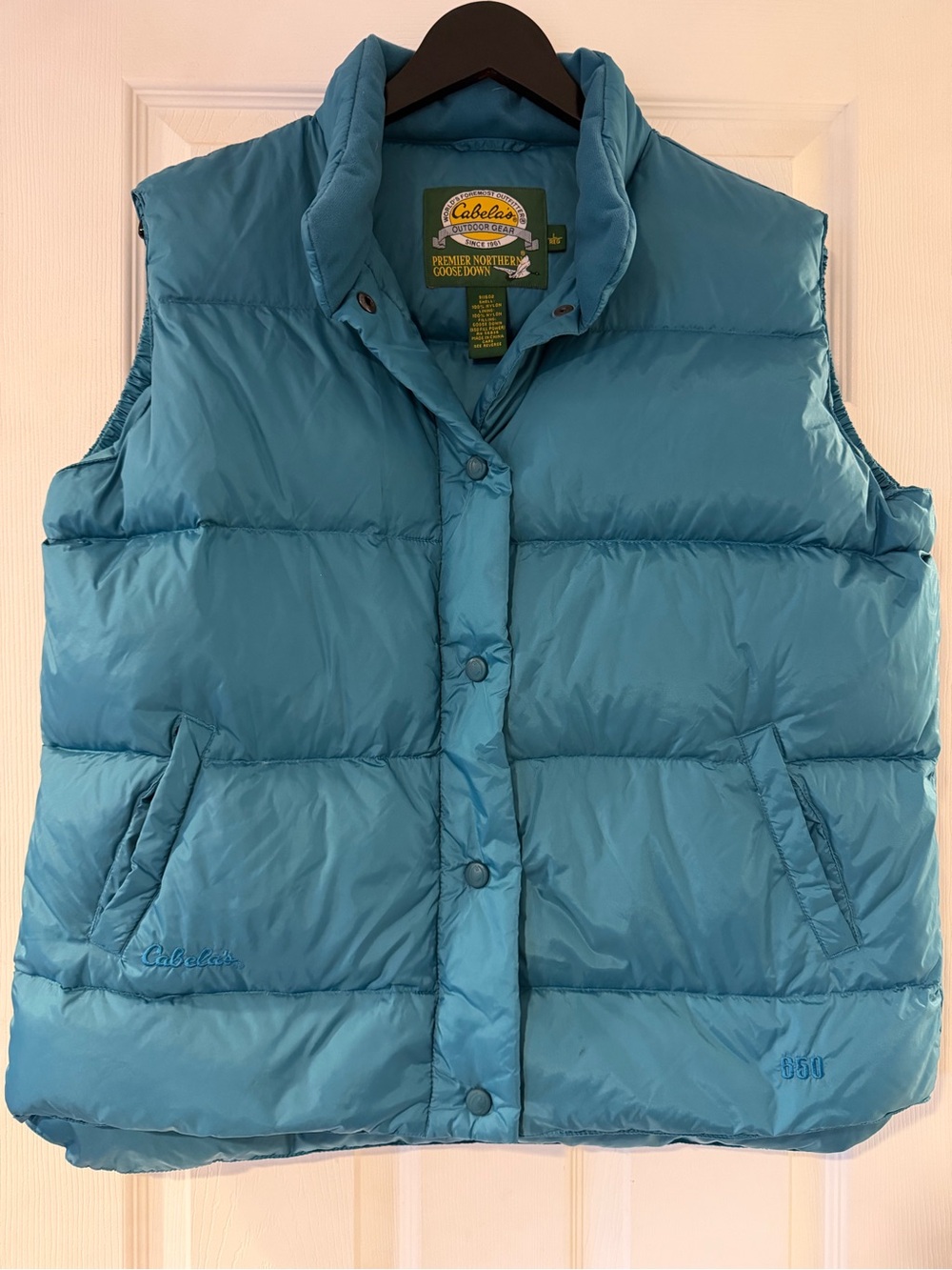 Cabela's Women’s Bright Blue Warm Goose Down 650 Fill Puffer Vest, Size Large